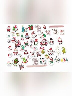100 Holiday Christmas Sticker Pack - Red, Green, White Festive Designs